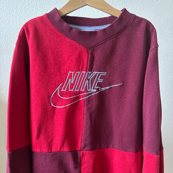 Nike Blue Ribbon Cut & Sew Colorblock Sweatshirt Red/Burgundy – Youth XL - Picture 7 of 15